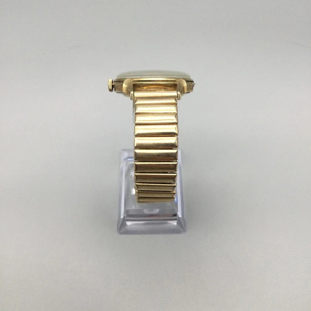 Vintage Elgin 607 Automatic Mens Watch 34mm 10K Gold Filled Case Stretch Band